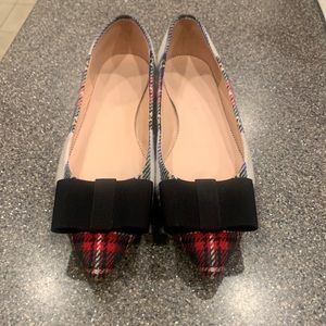 J. Crew Pointed-Toe Flats Snowy Stewart Tartan Size 8.5